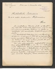 k.k. naturhistorisches Hofmuseum, Intendanzakten 1885-1896 (Hauer), Aktenzahl Z.663/1889, Seite 1